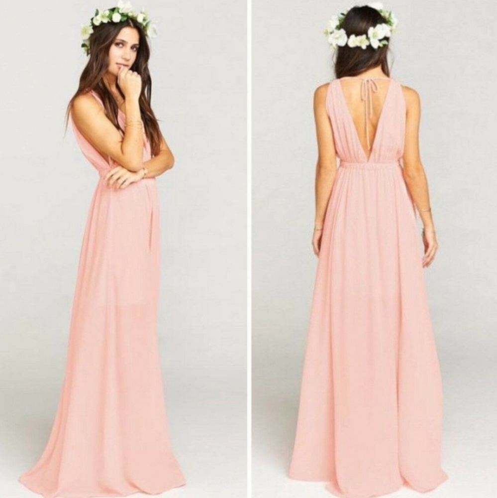 Show Me Your Mumu Ava Maxi Dress Sz XL Salmon Plunging v-neckline